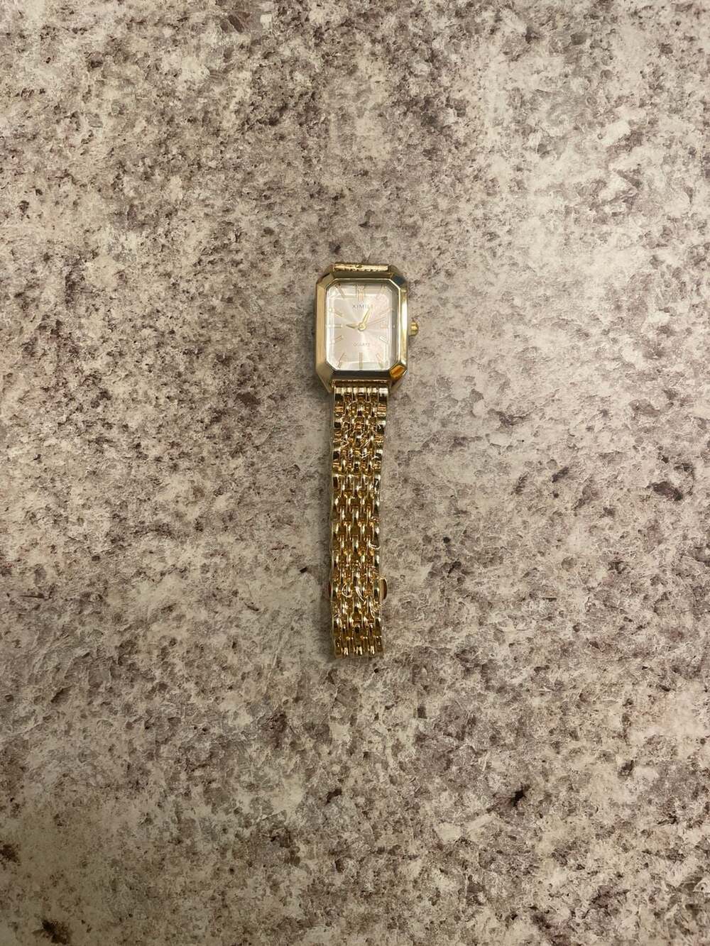 XIMILI Women's Gold-Tone Rectangular Quartz Watch with Link Bracelet